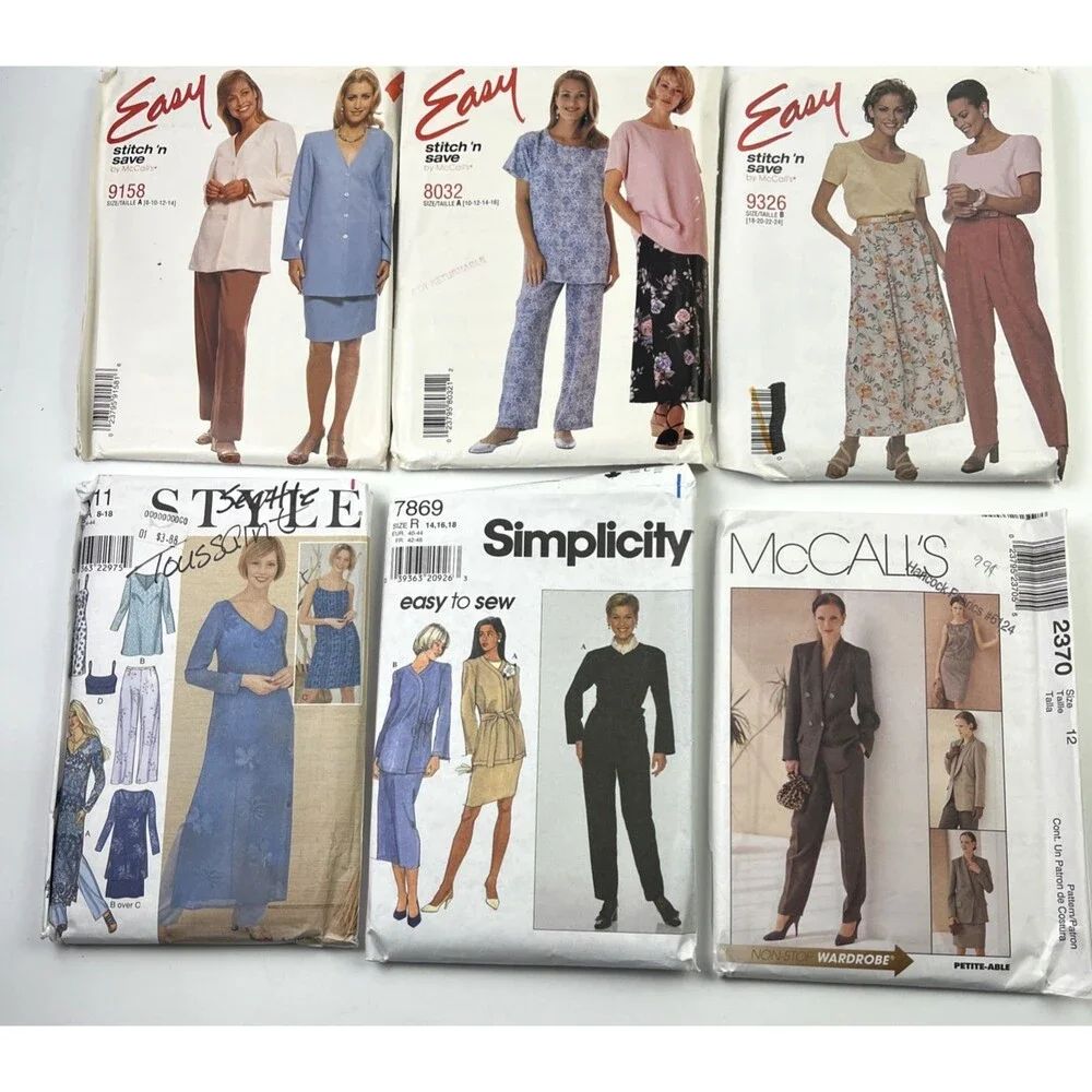 Lot of 6 Sewing Patterns Womens Mixed Lot Simplicity/McCalls/Easy/Style